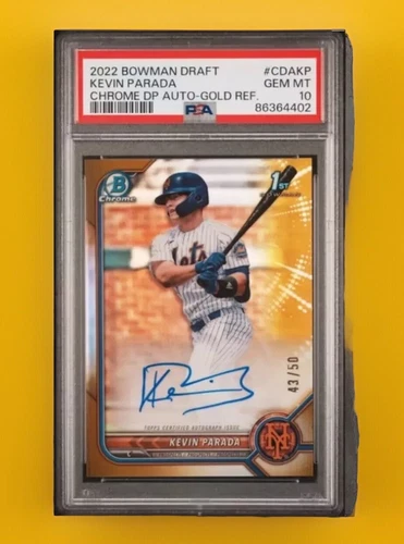 2022 Bowman Draft Kevin Parada Chrome DP Auto-Gold REF 43/50 PSA 10