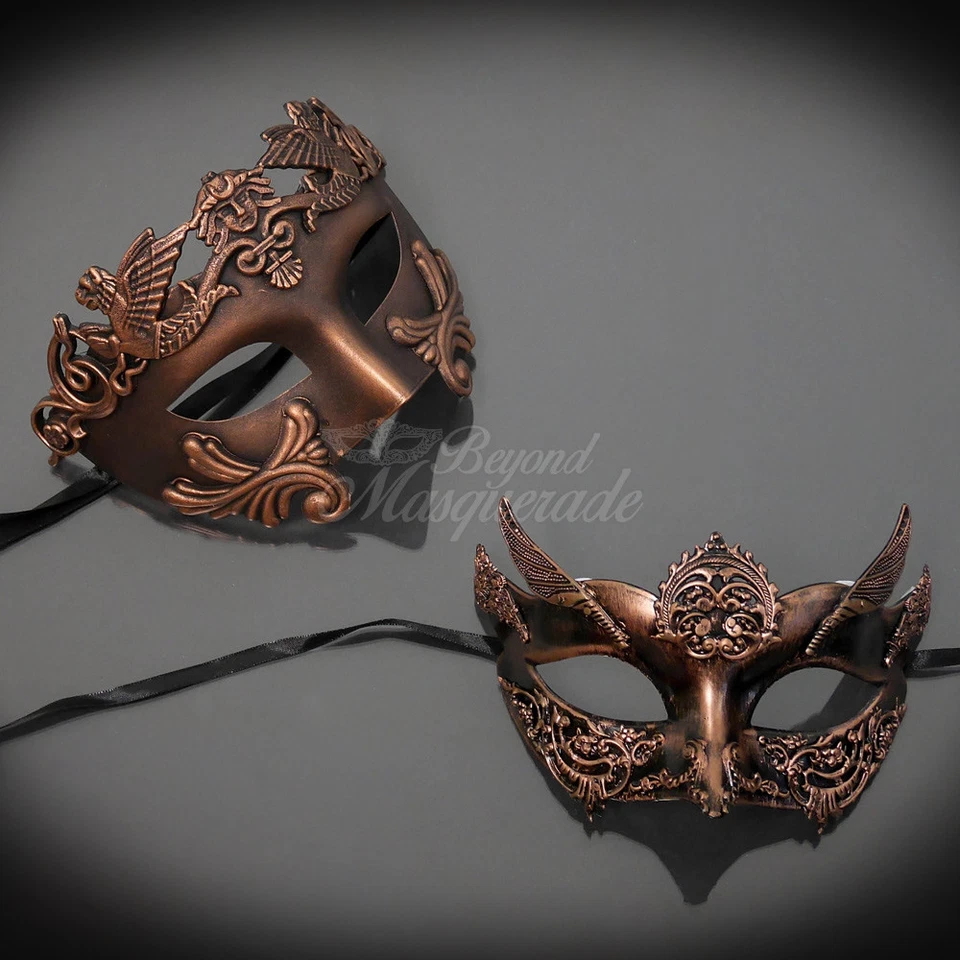 Couples Masquerade Mask, His & Hers Set, Couple Rose Gold M31000, M31131 - Image 2 of 4