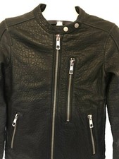 Whistles - Rrp £350, Drew Collarless Black Leather Biker Jacket, Uk 4.