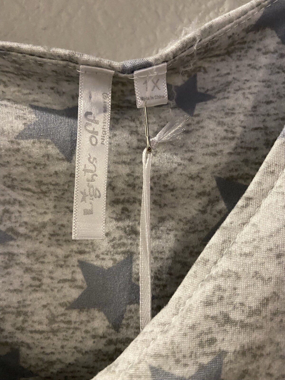 NWT Lights Off Nightwear Light Gray Stars 2 Pc Pajama Jogger Set Plus