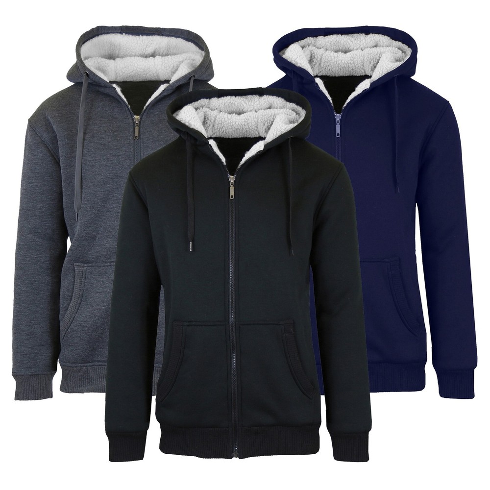 Men's Heavyweight Sherpa Fleece Hooded Zip-Up Jacket Sizes S-XXL  