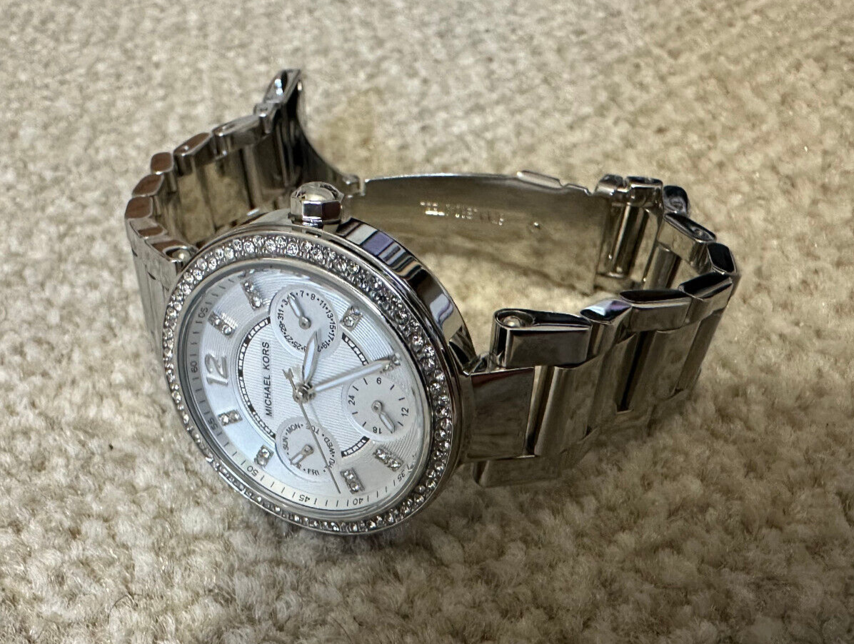 michael kors mk5615 mini parker white dial silver ladies  display picture 2