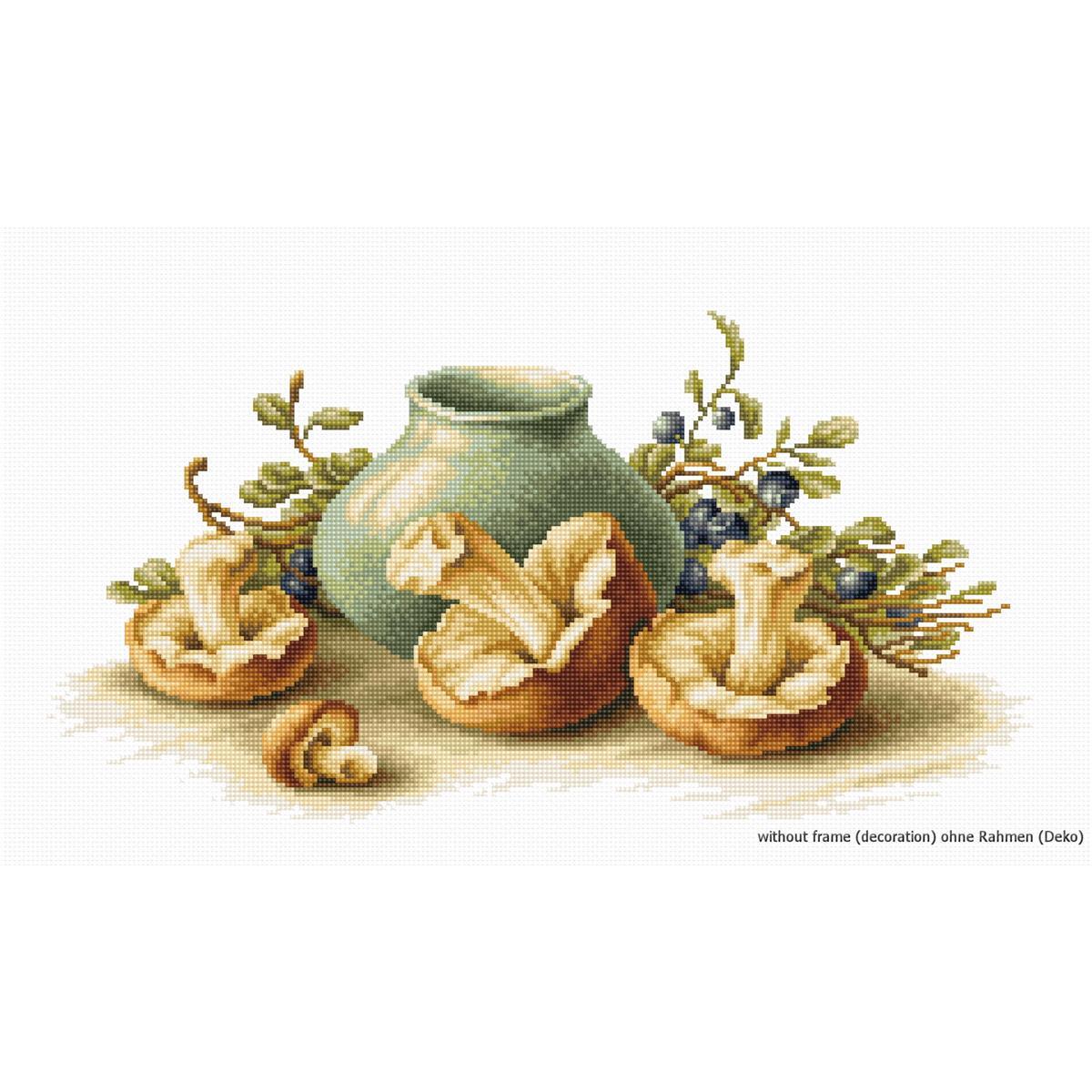 Luca-S counted Cross Stitch kit ""Still Life with mushrooms Aida"", 39x20,5cm, DIY