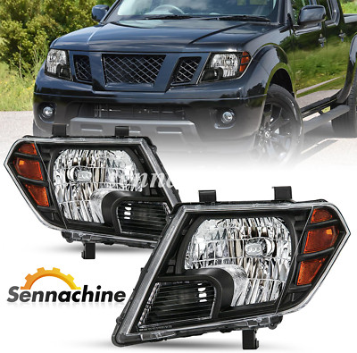 Black Pair Headlight For 09-21 Nissan Frontier Headlamp Head Light Lamp W/O bulb