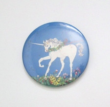 Vintage Unicorn Button Pin 80s Anime Style Fantasy Art Pinback 2.25"