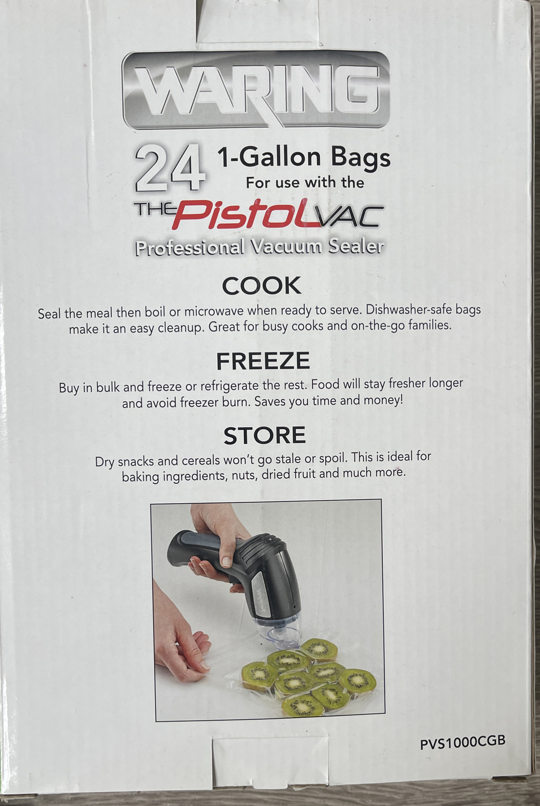 WARING Pro The Pistol Vac Professional Vacuum Sealer with bags BPA free