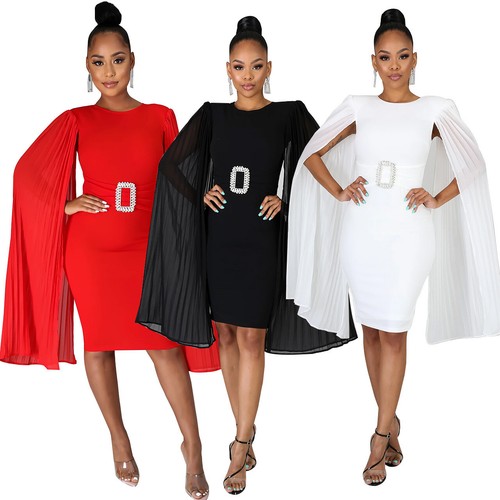 Cape Sleeve Bodycon Business Dress 