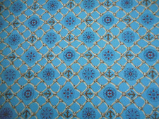 Nautical Quilt Fabric 1 Yard Anchor Compass Rope Dusty Med Blue Cotton Vtg