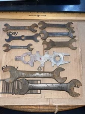 Lot Of 9 Antique Open End Box Wrenches Many Different Brands ! See Photos !