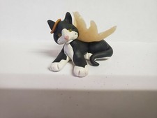 BLACK and WHITE CAT Angel Christmas Ornament PET MEMORIAL Hand Made
