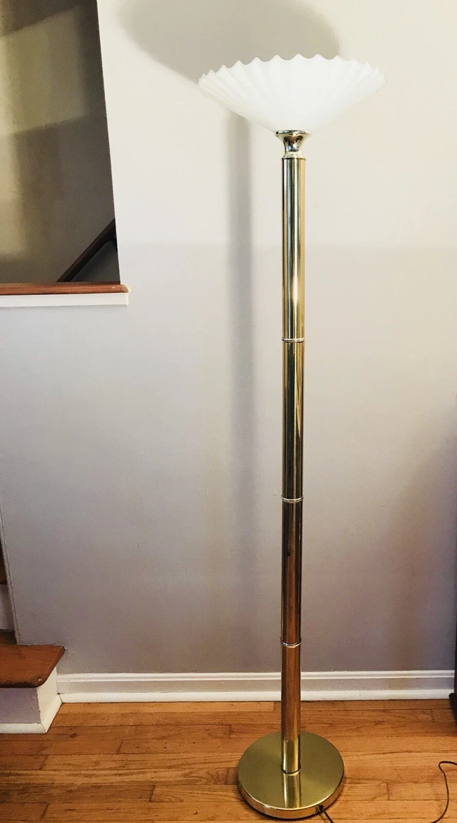 Vintage Touch Torchiere Floor Lamp With Dimmer Gold Forged Brass