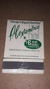  Vintage Chicago's  ALEXANDRIA HOTEL Match Book