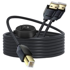 USB Printer Cable Splitter with Switch, 2 in 1 USB B to Dual USB A Male Split...