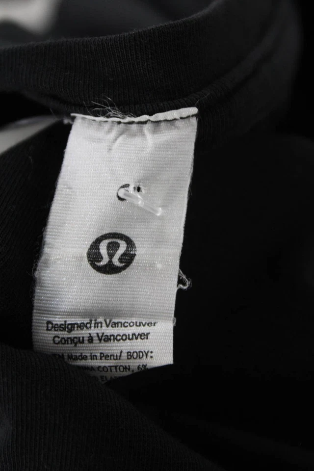 Túnica de mujer Lululemon cuello en V manga larga negra algodón pima talla 6 Foto 4 de 4