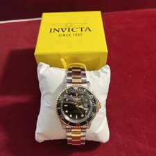 Invicta Men's Watch Pro Diver Quartz Black Dial Yellow Two Tone Bracelet 26973