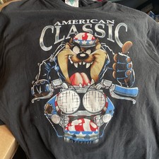 Vintage 1990s Looney Tunes Taz Motorcycle t-shirt Size L