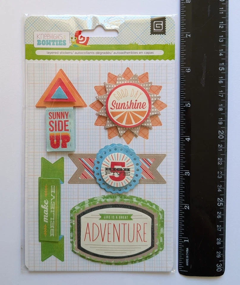 Basic Grey Knee Highs & Bow Ties Layered Scrapbooking Stickers - Image 2 of 2