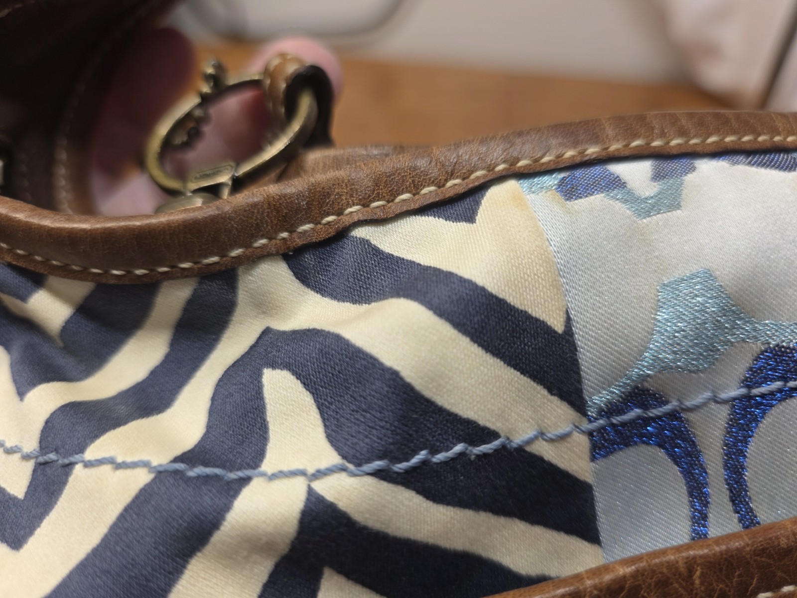 Coach Indigo Denim Blue Patchwork Ergo XL Hobo Handbag Purse Bag image 8