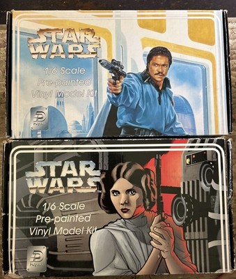 Lot of 2 STAR WARS Vintage 1/6 Scale Pre-Painted Vinyl Model Kit Lando Leia Han