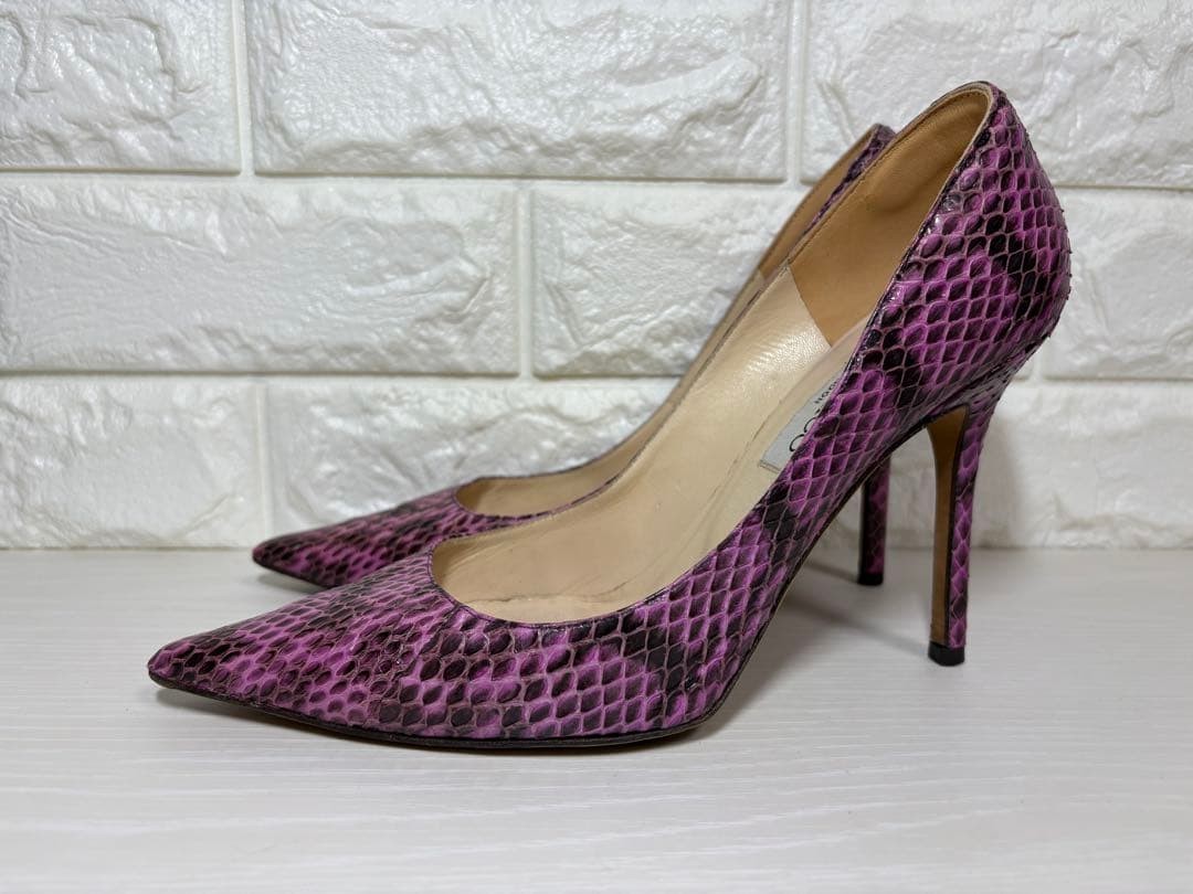 JIMMY CHOO Python Leather Pointed Toe Pumps 36.5 … - image 3