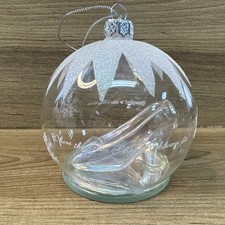 Disney Parks Cinderella Glass Slipper Globe Ornament   Glittered Elegance