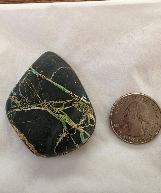 158 Ct.  Blackjack Turquoise Backed Cabochon Ottasons Mine Tonopah Nevada USA