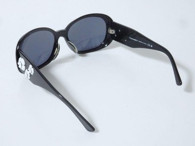 Chanel 5113 c.501/87 Black Camellia Coco Mark Oval Sunglasses
