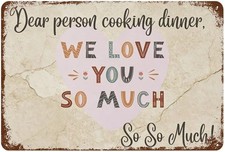 Vintage Boho Love Kitchen Person Cooking Tin Metal Signs Home D cor 8x12