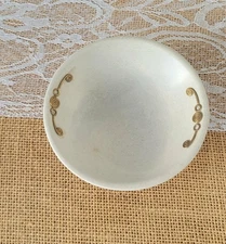 VTG Turned Soapstone Trinket Bowl w/Applied Brass Scrollwork, Small Jewelry Dish