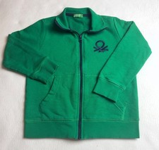 United Colors of Benetton Kids Green Full Zip Track Jacket Logo 100 Cotton