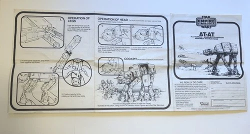 1981 Vintage Star Wars AT-AT Vehicle Assembly Instructions Sheet Kenner Original