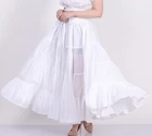Women's 25 yard Solid White Tribal Fusion Belly Dance Cotton Casual Maxi skirt
