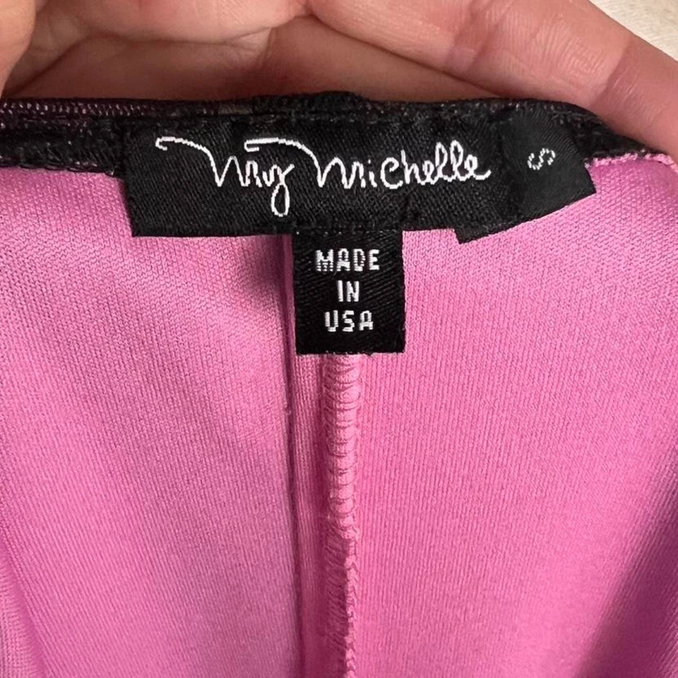 Vestido vintage años 90 My Michelle negro y rosa malla floral manga gorra talla S Foto 4 de 4