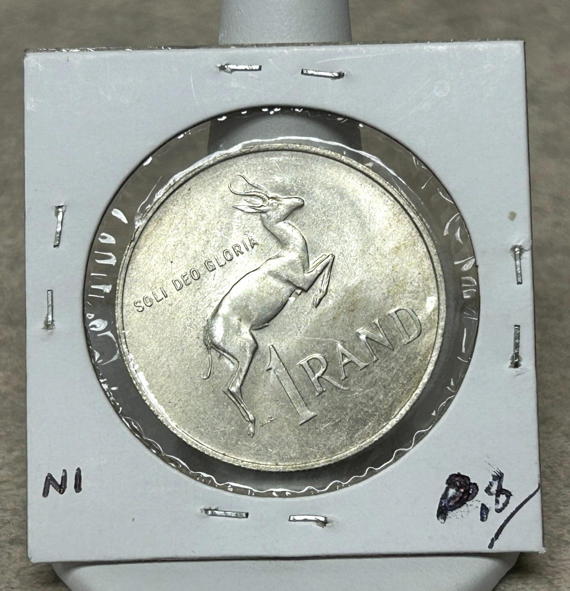 1967 S Africa 1 Rand Silver - UNC - Toning & Lt Haze - .8