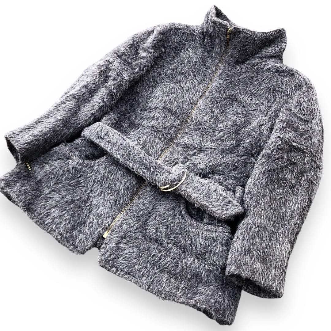 Hermes Alpaca Fur Belt Lining Monogram Shaggy Coat