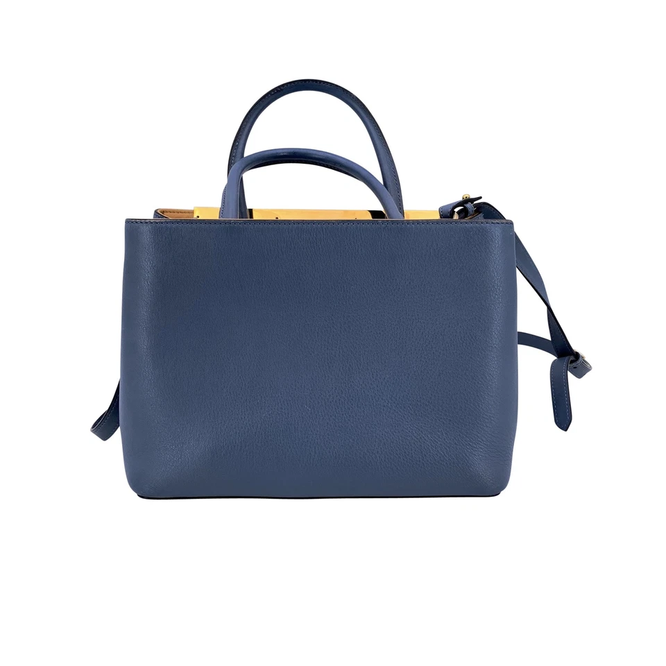 Authentic Fendi Light Blue Leather Petite 2 Jours Tote Bag with Shoulder Strap - Image 3 of 4