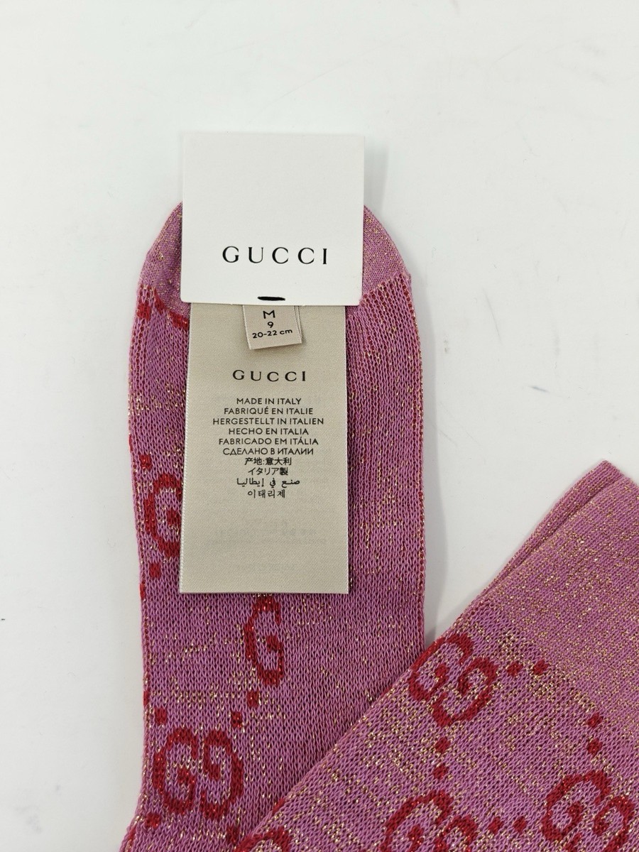 Gucci women's Socks Pink GG glitter Logo small 2500 | eBay