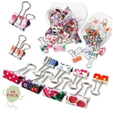 48 Pcs Colorful Binder Clips with Box, 2 Sizes, 0.75 in 1 in Decorative