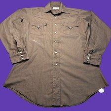 H Bar C California Ranchwear Pearl Snap Western Shirt Brown Made in USA Vintage