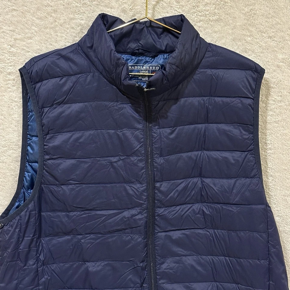 Chaleco de plumón empacable Saddlebred para hombre talla grande azul marino cremallera completa senderismo acolchado Foto 2 de 4
