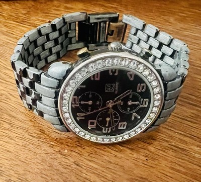 New York & Co. Analog Black + Silver Watch w/ Rhinestones Working w/ New Battery