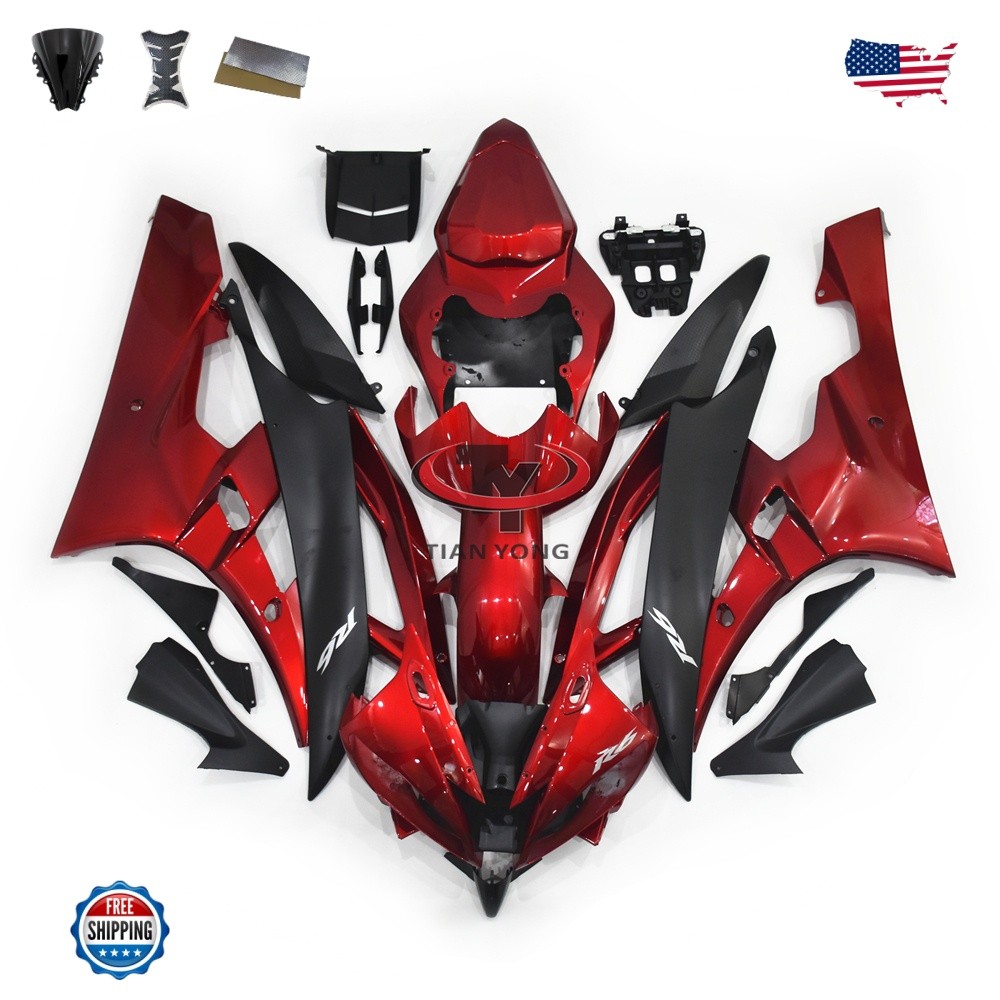 Red Black For Yamaha YZF R6 2006 2007 Painted ABS Bodywork Fairing Kit Injection