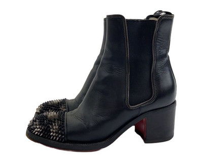 Christian Louboutin OTABOO Side Gore Boots Black Leather Studs size EU 36 Auth