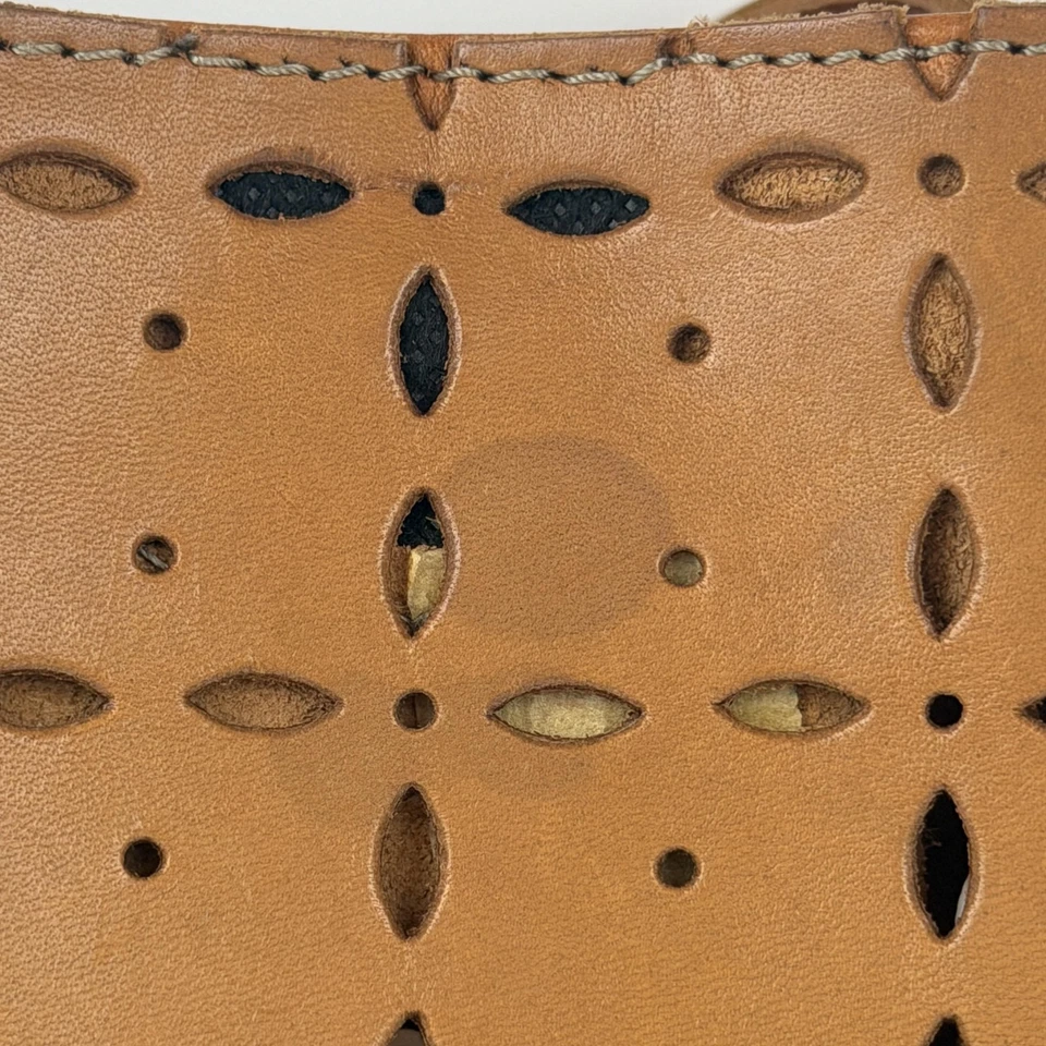 Bolso Bandolera Caterina Lucchi Mujer Pequeño Cuero Tostado Corte Láser Hecho en Italia Foto 4 de 4