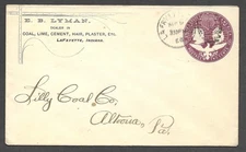 USPS 1893 Columbian Postal Wrapper Stamp Cover Ad Coal Lime Cement Hair Plaster