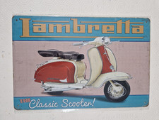 INSEGNA PUBBLICITARIA TARGA - LAMBRETTA INNOCENTI SCOOTER  cm. 20x30 IN LATTA