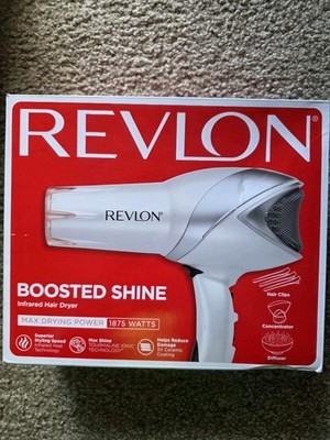 Revlon Boosted Shine Infrared Hair Dryer White 1875W Diffuser Concentrator