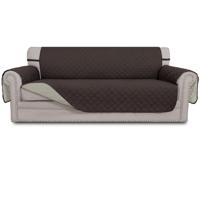 Easy-Going Reversible Couch Cover for 3 Cushion Large Sofa, Chocolate/Beige