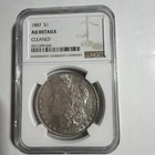 1887 Morgan Silver Dollar NGC Graded AU Details Cleaned