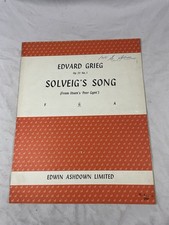 Vintage Sheet Music Solvieg  s Song By Edvard Grieg Edwin Ashdown Limited